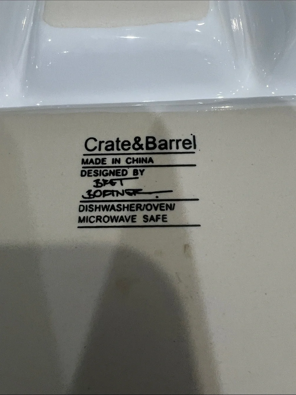 Crate&Barrel White Sectioned Ceramic Serving Platter